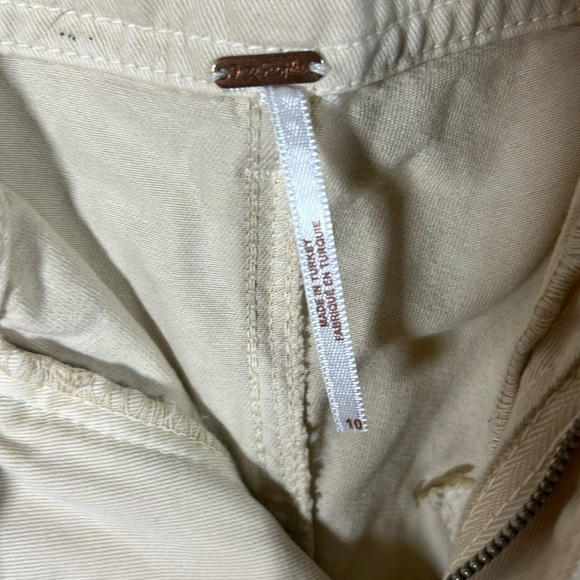 Free People Wide-Leg Cream Trouser Chino Pants with Patch Pockets - Picture 4 of 10